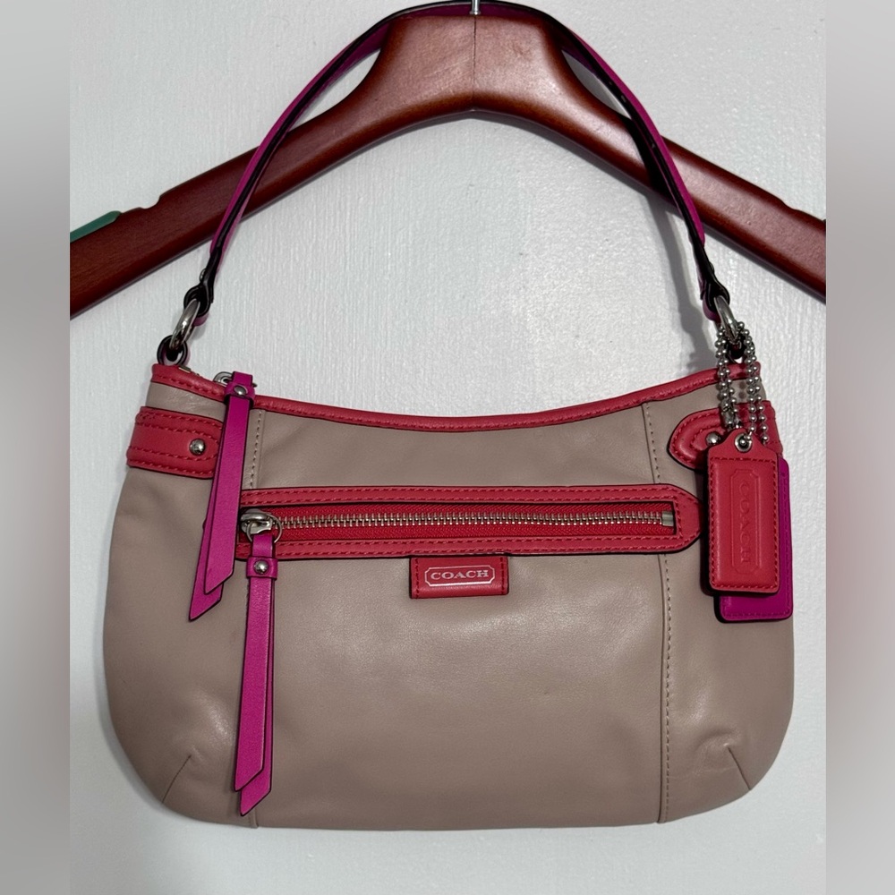 Coach Daisy Spectator Sand/Pink Leather Shoulder Bag 23951- READ